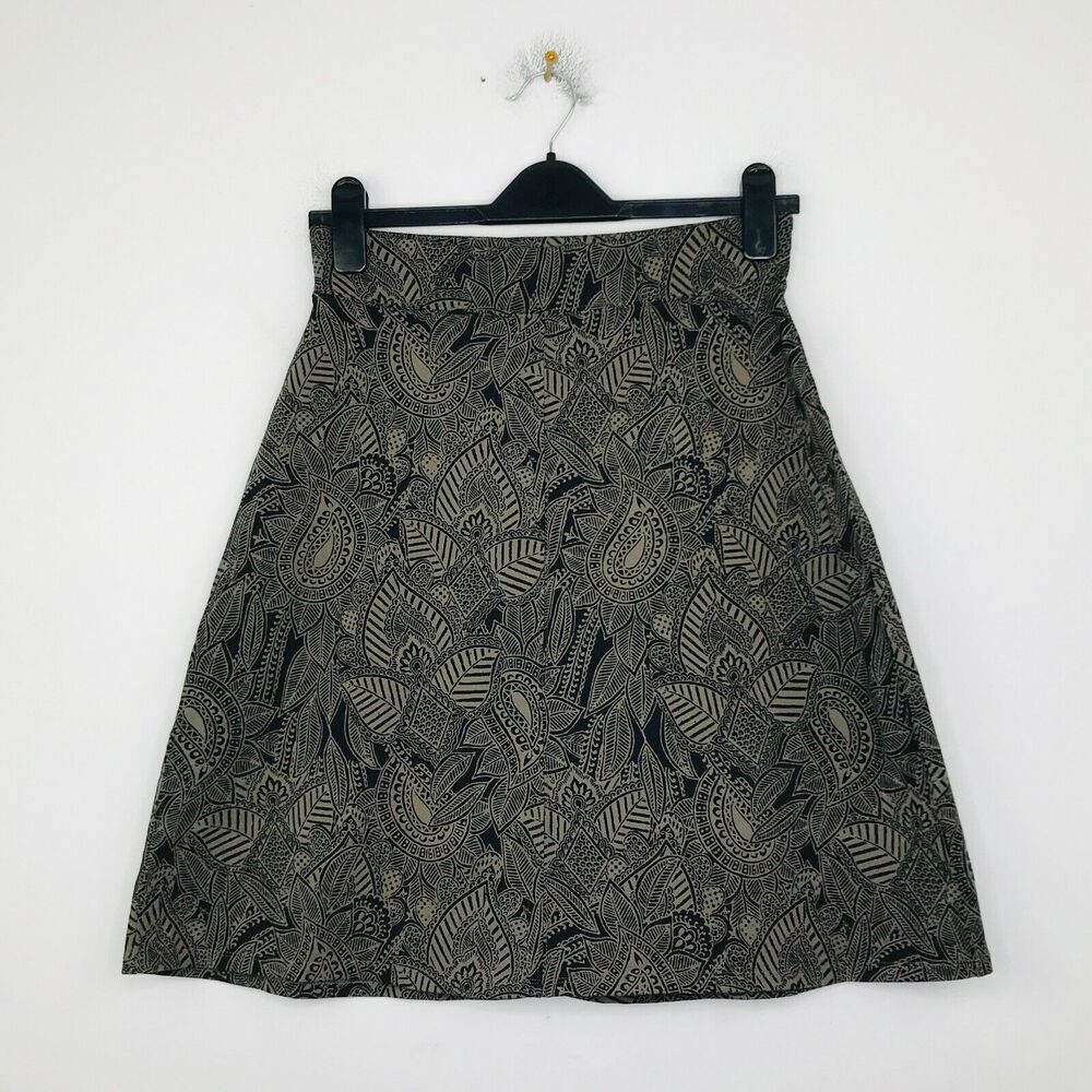 Athleta Women's Small Skirt Brown Black Floral Paisley Stretch A-Line CD8